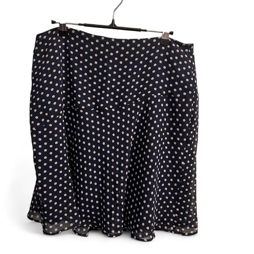 Boden Navy Daisy Print Skirt with Zipper Back Women's US 10R Floral 90svibes